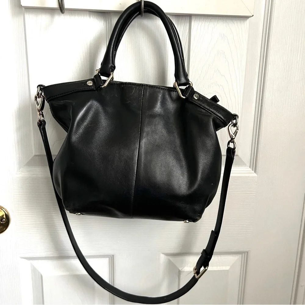 Kate Spade Black Leather Carry-all Shoulder Satchel/Crossbody Bag